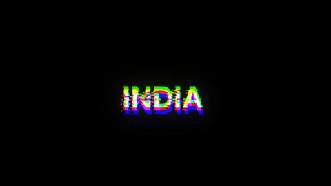 3D rendering India text with screen effects of technological glitches Stock Illustration