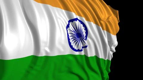 3d rendering of an Indian flag. The flag develops smoothly in the wind 写真素材