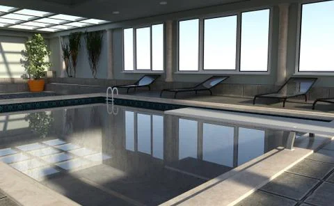 3D Rendering Indoor Pool Illustrazione stock