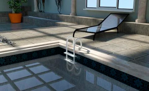 3D Rendering Indoor Pool Stock Illustration
