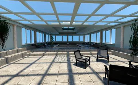 3D Rendering Indoor Pool Illustrazione stock
