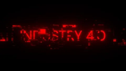 3D rendering industry 4.0 text with screen effects of technological glitches 库存插图