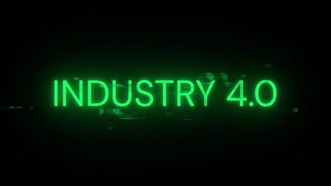 3D rendering industry 4.0 text with screen effects of technological glitches Stock Illustration