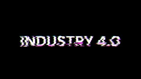 3D rendering industry 4.0 text with screen effects of technological glitches Stock Illustration