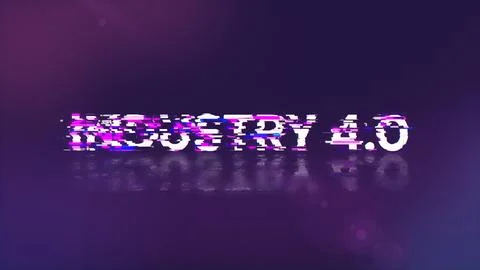 3D rendering industry 4.0 text with screen effects of technological glitches Stock Illustration