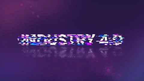 3D rendering industry 4.0 text with screen effects of technological glitches Stock Illustration