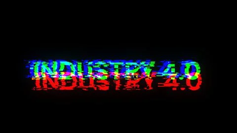 3D rendering industry 4.0 text with screen effects of technological glitches Stock Illustration