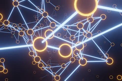 3D Rendering Infinite Particles Abstraction of communications in the global n Stock Illustration