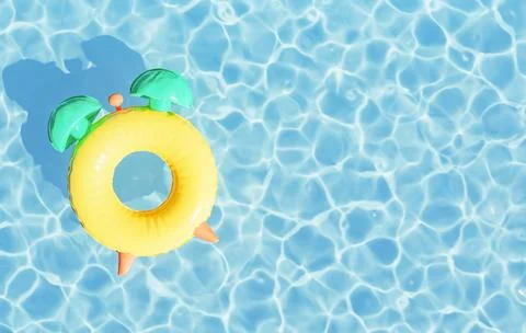 3d rendering of inflatable alarm clock floating on water Stock Illustration