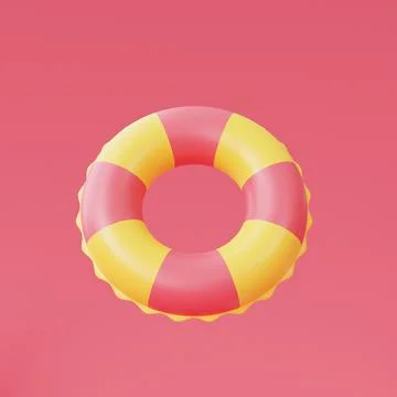 3d rendering of Inflatable swimming ring isolated on pink background,summer v Stock Illustration