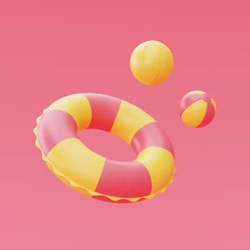 3d rendering of Inflatable swimming ring isolated on pink background,summer v Stock Illustration