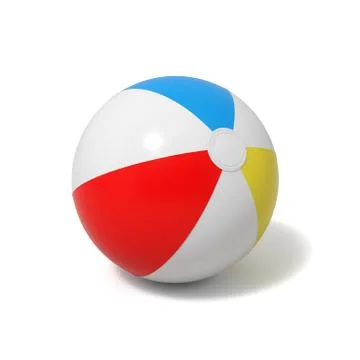 3d rendering of an inflated beach ball with white and colorful stripes on a イラスト素材