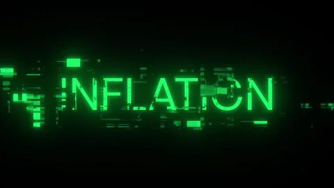 3D rendering inflation text with screen effects of technological glitches 스톡 일러스트