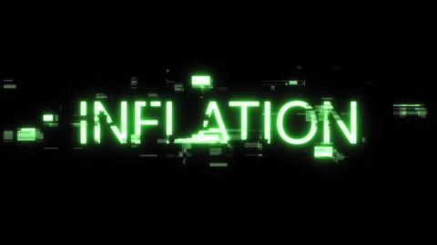 3D rendering inflation text with screen effects of technological glitches 스톡 일러스트