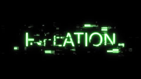 3D rendering inflation text with screen effects of technological glitches Illustrazione stock