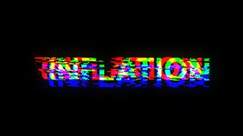 3D rendering inflation text with screen effects of technological glitches Illustrazione stock