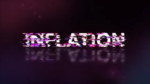 3D rendering inflation text with screen effects of technological glitches 库存插图
