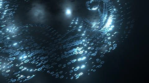 3D rendering. Infographics binary numbers tunnel. Technology Network Data Con Illustrazione stock