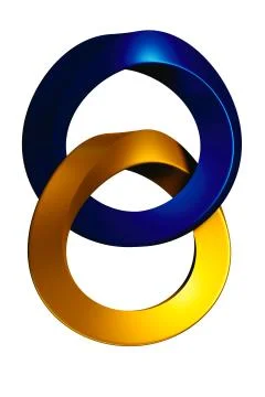 3D rendering of interconnecting Moebius rings Иллюстрация