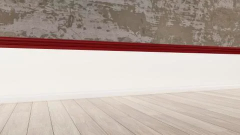 3D rendering of interior concrete wall and wooden floor Stock Illustration