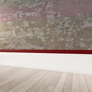 3D rendering of interior concrete wall and wooden floor Stock Illustration