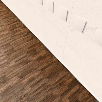 3D rendering of interior concrete wall and wooden floor Illustrazione stock