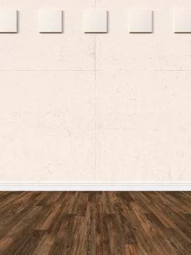 3D rendering of interior concrete wall and wooden floor Stock Illustration