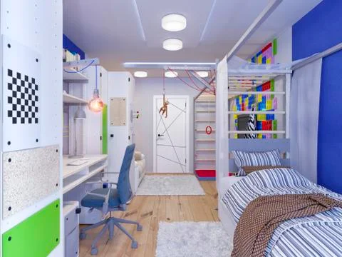 3d rendering of interior design children's room Stock Illustration