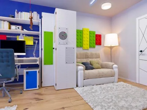 3d rendering of interior design children's room Stock Illustration