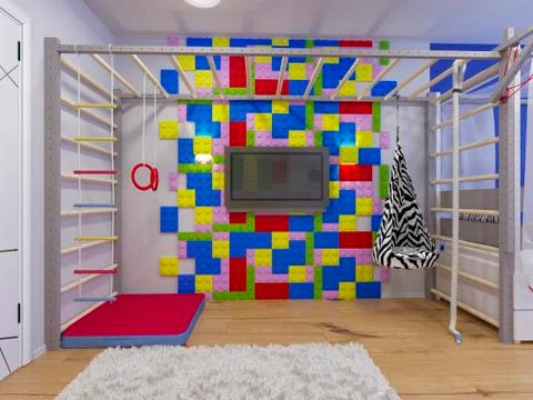 3d rendering of interior design children's room Stock-Illustration
