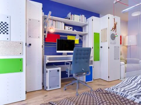 3d rendering of interior design children's room Stock Illustration