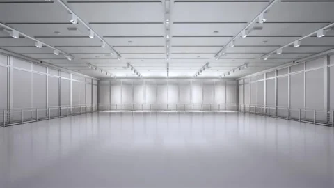 3d rendering interior empty warehouse with pendant lamps Video stock 312198387
