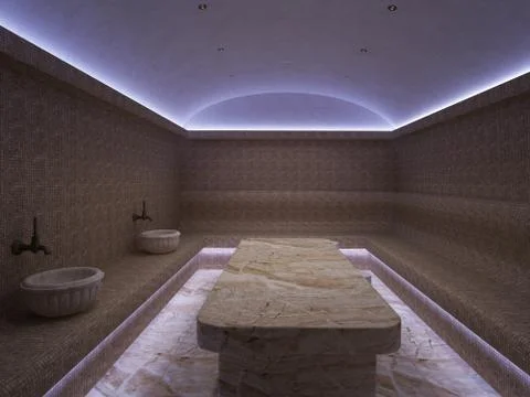 3D rendering Interior of luxury turkish bath hammam Stock Illustration