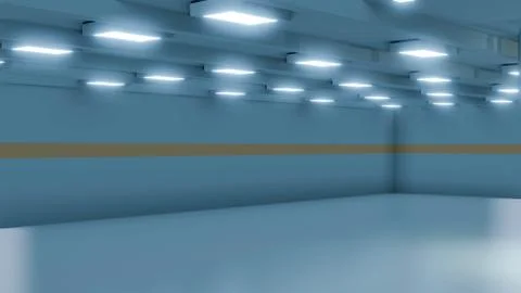 3d rendering interior white and clean empty office, factory or warehouse Stock Illustration