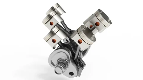 3d rendering of an internal combustion engine. Engine parts pistons, camshaft Stock Footage 90377538