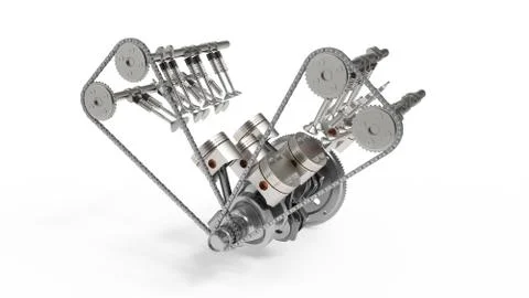 3d rendering of an internal combustion engine. Engine parts, crankshaft, pistons Stock Illustration