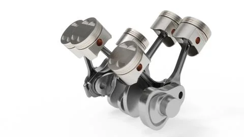 3d rendering of an internal combustion engine. Engine parts, crankshaft, pistons Stock Illustration