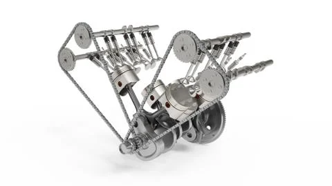 3d rendering of an internal combustion engine. Engine parts, crankshaft, pistons イラスト素材