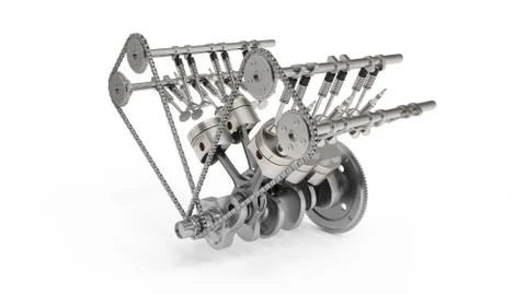 3d rendering of an internal combustion engine. Engine parts, crankshaft, pistons イラスト素材