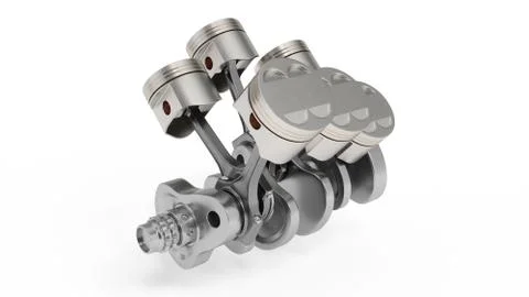 3d rendering of an internal combustion engine. Engine parts, crankshaft, pistons Stock Illustration