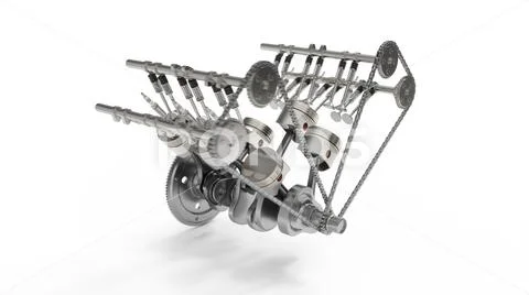 3d rendering of an internal combustion engine. Engine parts