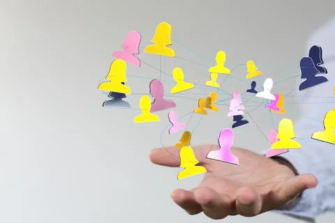 A 3d rendering of internet net and data digital concept in hand with a white  写真素材