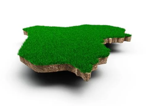 3D rendering of the Iraq Map soil land geology isolated on a white background Stock Photos