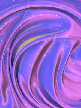 3d rendering iridescent wavy fabric with polka dot glitter geometric pattern Stock Illustration