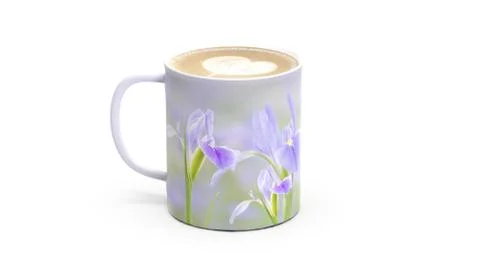 3d rendering of iris flower on the coffee cup Stock Photos