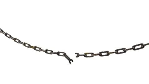 3d rendering of iron chain broken isolated with white Stock Photos