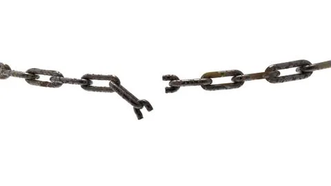 3d rendering of iron chain broken isolated with white Stock Photos