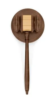 3d rendering of an isolated dark wood judge gavel resting on a sound block in Stock Illustration