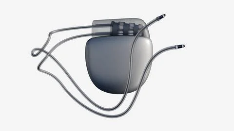 A 3D rendering of isolated implantable cardioverter-defibrillator (ICD). Stock Illustration
