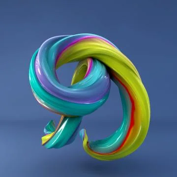 3d rendering of isolated letter. Wavy dabs of colorful paint. イラスト素材